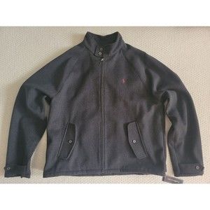 NWT Polo Ralph Lauren pony Men's Full Zip wool coat jacket black XL
